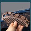 1716434652177-85477294670842e98a7f0f37cbf57986-goods Peekingoose - Elegant Black Sandalwood Hair Comb - Double-Sided Carved Vintage Design For All Hair Types, Portable Wooden Grooming & Styling Tool