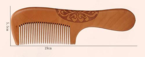 Peekingoose - Vintage Wood Handle Comb 19 CM Long Peach Wood Comb Hair Stylist Professional Ladies Thickened Carved Wood Comb Old Wood Comb Double-sided Carved Hair Comb