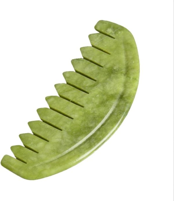 Peekingoose - Jade Head Comb Massage,Natural Jade Stone Head Therapy Massage Comb,Jade Hair Comb Scalp Massager Comb Scalp Care Massage Tool (3.14X1.57X0.16inch)