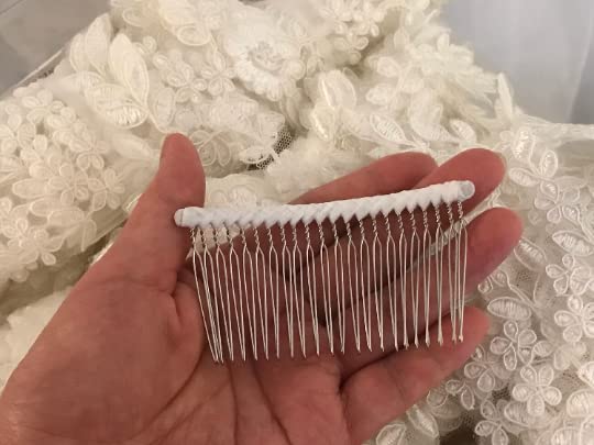 Peekingoose - Extra Long 22 Teeth Tulle-wrapped Metal Comb, 8.5cm x 4.8cm, Perfect For Holding Any Long Wedding Veils In Place