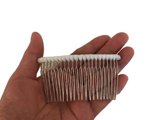 Peekingoose - Extra Long 22 Teeth Tulle-wrapped Metal Comb, 8.5cm x 4.8cm, Perfect For Holding Any Long Wedding Veils In Place
