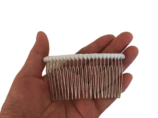 Peekingoose - Extra Long 22 Teeth Tulle-wrapped Metal Comb, 8.5cm x 4.8cm, Perfect For Holding Any Long Wedding Veils In Place