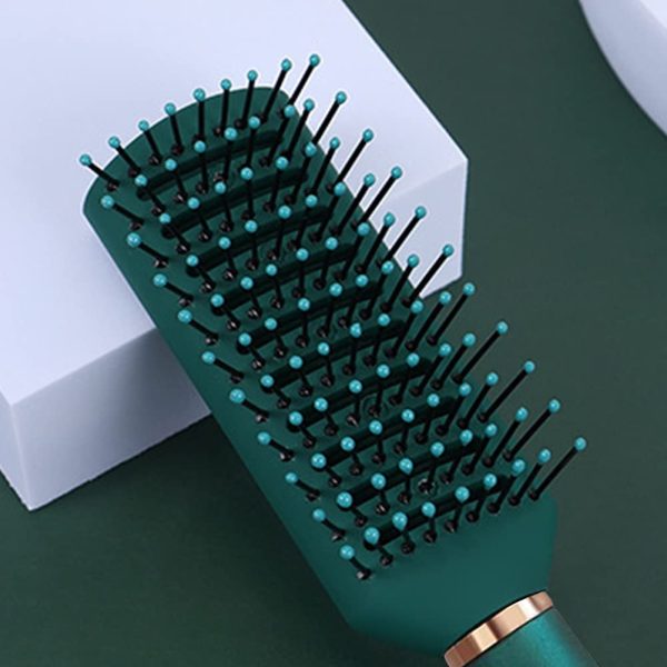 Peekingoose - Detangling Brush Anti-Static Detangler Hair Brush Blow Drying Hairbrush Comb Nylon Bristle Pins Fashion Massage Brushes Wet or Dry All Hair Types Styling Dark Green Color (Vented)