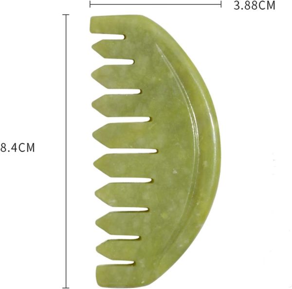 Peekingoose - Jade Head Comb Massage,Natural Jade Stone Head Therapy Massage Comb,Jade Hair Comb Scalp Massager Comb Scalp Care Massage Tool (3.14X1.57X0.16inch)