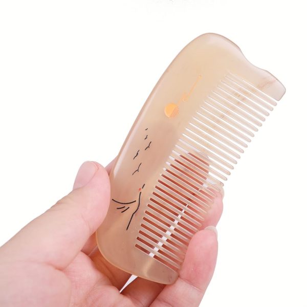 Peekingoose - Hair Comb for Women Sheep Horn Pocket-size Antistatic Scalp Massage 1pc
