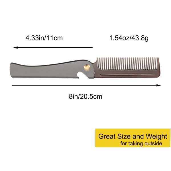 Peekingoose - Stainless Steel Folding Comb, Pocket Comb for Men and Women, Black