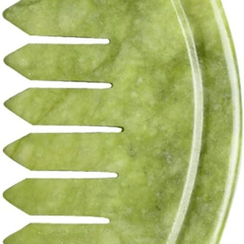 Peekingoose - Jade Head Comb Massage,Natural Jade Stone Head Therapy Massage Comb,Jade Hair Comb Scalp Massager Comb Scalp Care Massage Tool (3.14X1.57X0.16inch)