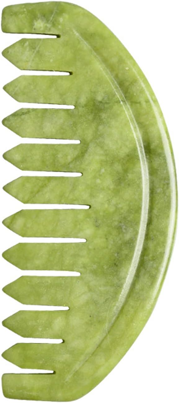 Peekingoose - Jade Head Comb Massage,Natural Jade Stone Head Therapy Massage Comb,Jade Hair Comb Scalp Massager Comb Scalp Care Massage Tool (3.14X1.57X0.16inch)