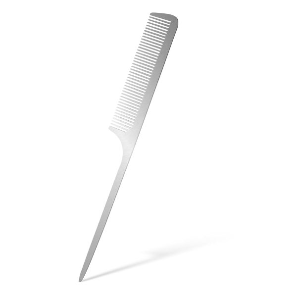 Peekingoose - Metal Rat Tail Comb Stainless Steel Hair Combs Flat Top Fine Cutting Comb Teasing Pin Tail Barber Comb with Parting Tip, Rat Tail Comb with Metal Pick for Hair Stylist Women Men