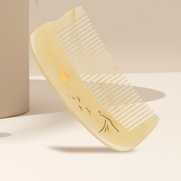 Peekingoose - Hair Comb for Women Sheep Horn Pocket-size Antistatic Scalp Massage 1pc