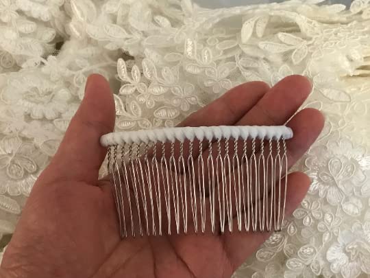 Peekingoose - Extra Long 22 Teeth Tulle-wrapped Metal Comb, 8.5cm x 4.8cm, Perfect For Holding Any Long Wedding Veils In Place