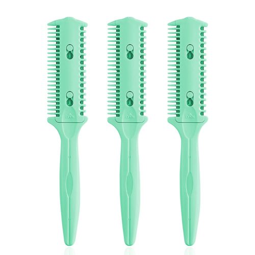 Peekingoose - 3 Pack Haircut Razor Comb- Double Sided Razor, Hair Styling Razor Scissors Comb, Split Ends Hair Trimmer Styler for Thin and Thick Hair Cutting and Styling (Green)