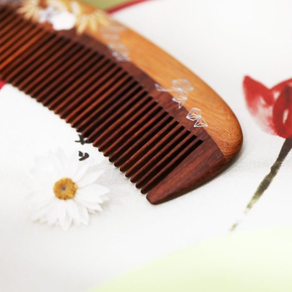 Peekingoose - Women Hair Comb Natural Wood Scalp Massage Laquar 1pc