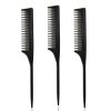 Peekingoose - Professional Teasing Comb, Fine and Wide Tooth Hair Barber Comb, Black Carbon Fiber Cutting / Styling / Hairdressing Comb For All Hair Types