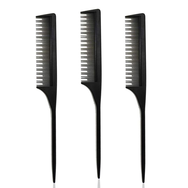 Peekingoose - Professional Teasing Comb, Fine and Wide Tooth Hair Barber Comb, Black Carbon Fiber Cutting / Styling / Hairdressing Comb For All Hair Types