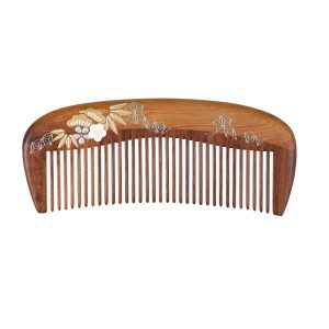 Peekingoose - Women Hair Comb Natural Wood Scalp Massage Laquar 1pc