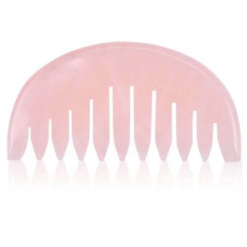 Peekingoose - Jade Comb for Head Massage Anti-Static Hair Crystl Comb, Real Natural Rose Quartz Crystal Gua Sha Comb Scraping Massage Tool for Body Relaxing
