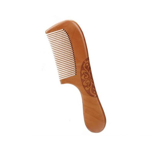 Peekingoose - Vintage Wood Handle Comb 19 CM Long Peach Wood Comb Hair Stylist Professional Ladies Thickened Carved Wood Comb Old Wood Comb Double-sided Carved Hair Comb