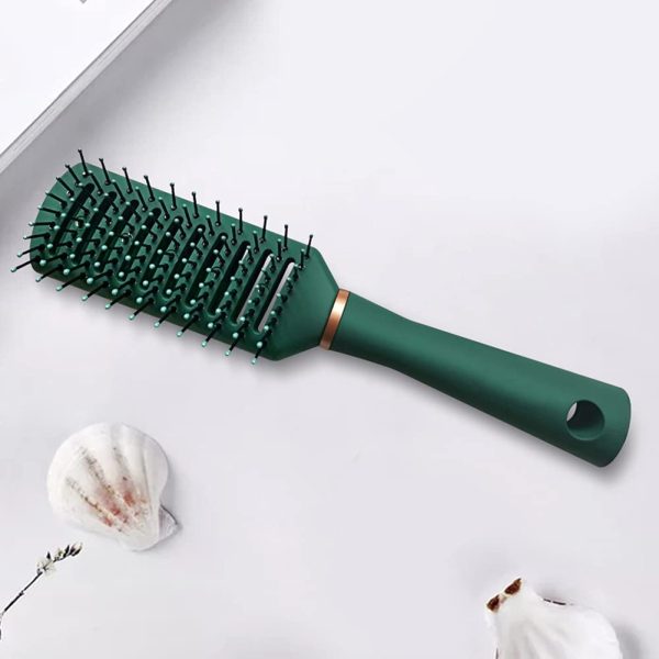 Peekingoose - Detangling Brush Anti-Static Detangler Hair Brush Blow Drying Hairbrush Comb Nylon Bristle Pins Fashion Massage Brushes Wet or Dry All Hair Types Styling Dark Green Color (Vented)