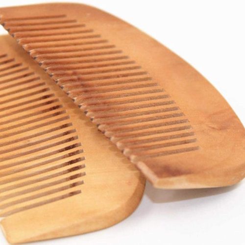 Peekingoose - Peach Wood Wooden Comb Anti-Static Comb Close Tooth Comb 2 PCS