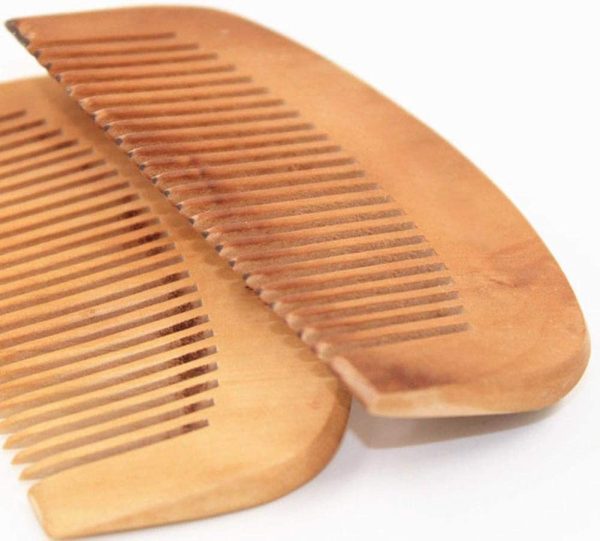 Peekingoose - Peach Wood Wooden Comb Anti-Static Comb Close Tooth Comb 2 PCS