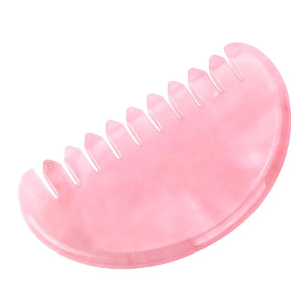 Peekingoose - Jade Comb for Head Massage Anti-Static Hair Crystl Comb, Real Natural Rose Quartz Crystal Gua Sha Comb Scraping Massage Tool for Body Relaxing