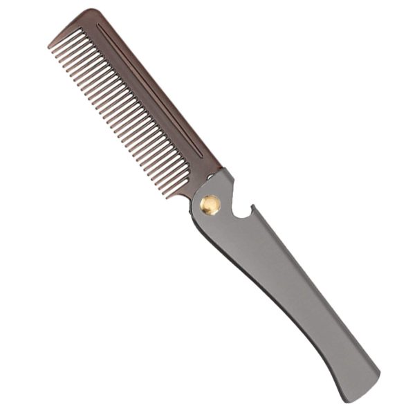 Peekingoose - Stainless Steel Folding Comb, Pocket Comb for Men and Women, Black