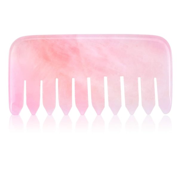 Peekingoose - Jade Comb for Head Massage Anti-Static Hair Crystl Comb, Real Natural Rose Quartz Crystal Gua Sha Comb Scraping Massage Tool for Body Relaxing