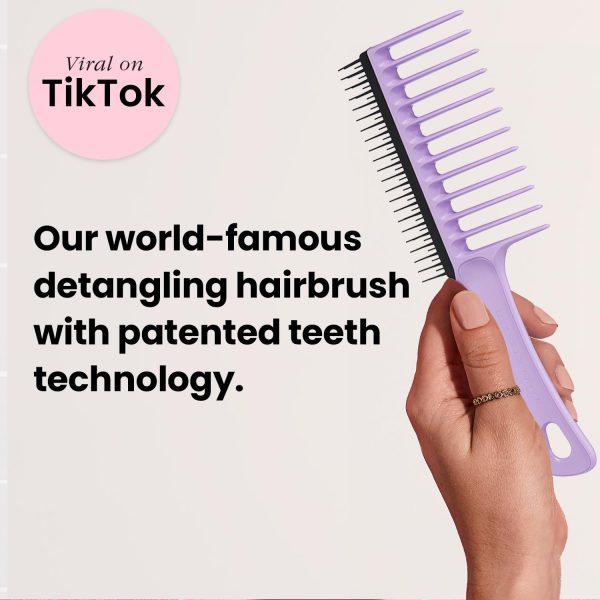 Peekingoose - Tangle Teezer The Wide Tooth Comb for Curly Hair, Double-Sided Detangling Comb for All Hair Types, Wet and Dry Detangling, Lilac