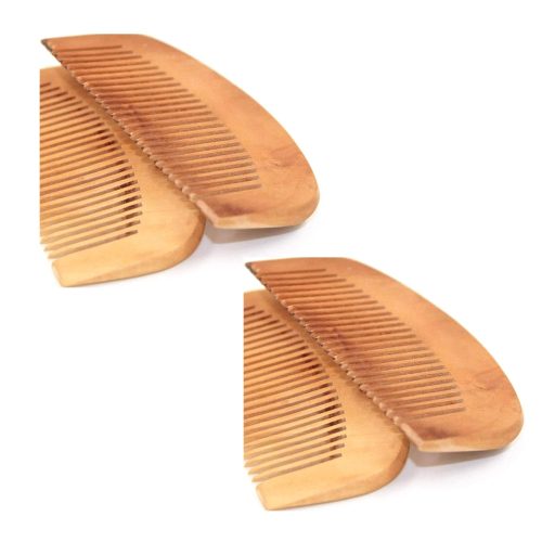 Peekingoose - 4PCS Brown Peach Wood Wooden Comb Anti-Static Comb Close Tooth Comb Hair Combs