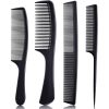Peekingoose - 4 Pieces Combs for Women and Man, Premium Black Carbon Fiber Hair Comb Set for Teasing and Parting, Professional Combs for Hair Stylist, Fine and Wide Tooth Styling Comb for All Hair Types