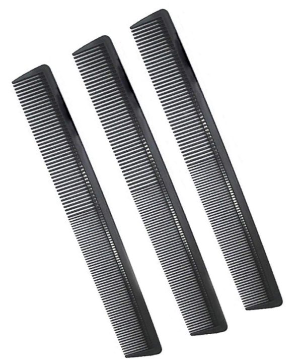 Peekingoose - Professional Teasing Comb, Fine and Wide Tooth Hair Barber Comb, Black Carbon Fiber Cutting / Styling / Hairdressing Comb For All Hair Types