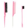 Peekingoose - Slick Back Hair Brush, 3 Pcs Comb Set Edge Brush Bristle Hair Brush Rat Tail Comb, Curly Hair Brush, Styling Tools & Appliances, Hair Styling Tools, Parting Comb,Teasing Comb for Women Baby Pink