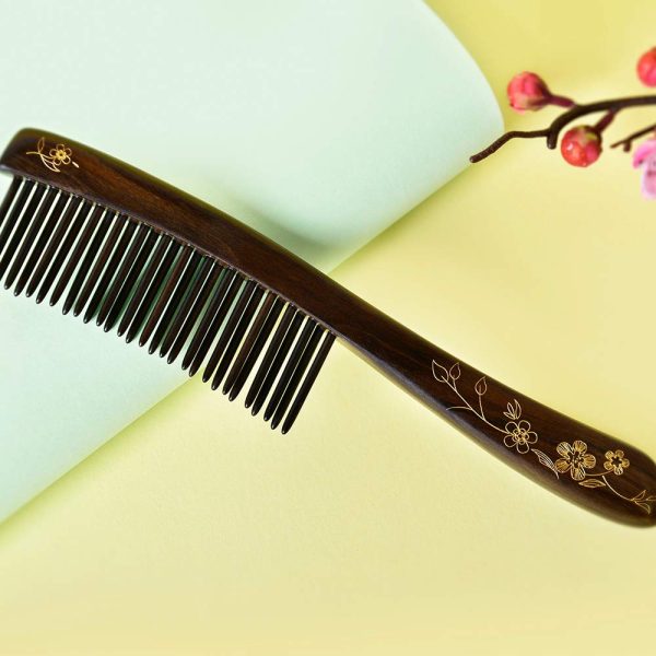 Peekingoose - Wooden Hair Comb Wide-tooth Inserted Teeth for Women Curly Hair