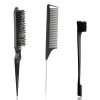 Peekingoose - Slick Back Hair Brush, 3 Pcs Comb Set Edge Brush Bristle Hair Brush Rat Tail Comb, Curly Hair Brush, Styling Tools & Appliances, Hair Styling Tools, Parting Comb,Teasing Comb for Women Baby Pink