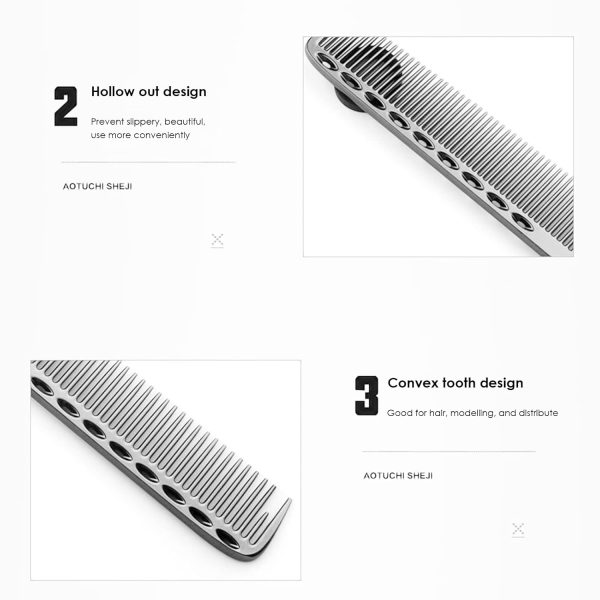 Peekingoose - Aviation Aluminum Metal Cutting Comb Hair Hairdressing Barbers Salon Professional Combs