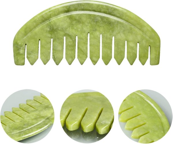 Peekingoose - Jade Head Comb Massage,Natural Jade Stone Head Therapy Massage Comb,Jade Hair Comb Scalp Massager Comb Scalp Care Massage Tool (3.14X1.57X0.16inch)