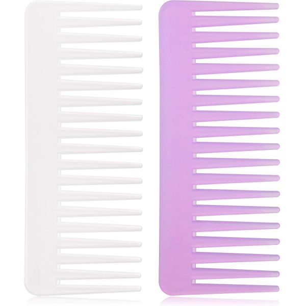 Peekingoose - Large Hair Detangling Comb, Wide Tooth for Curly, Wet Dry Hair, No Handle Comb Styling Shampoo Comb (White, Cyan)