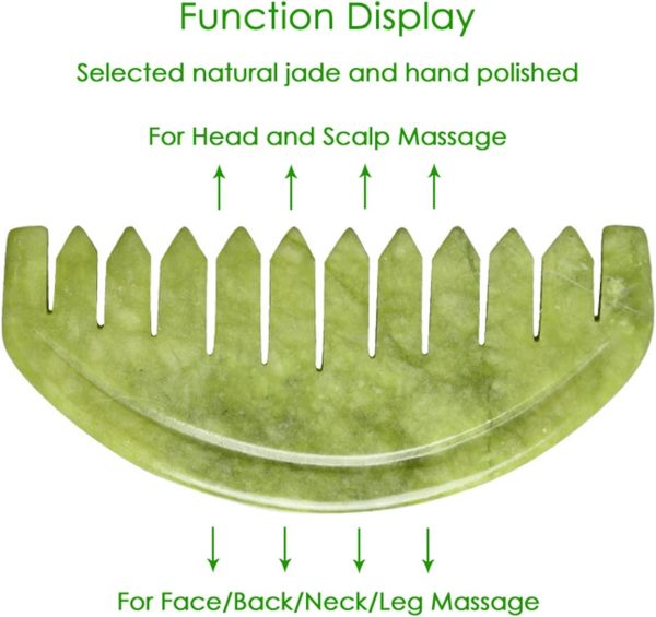 Peekingoose - Jade Head Comb Massage,Natural Jade Stone Head Therapy Massage Comb,Jade Hair Comb Scalp Massager Comb Scalp Care Massage Tool (3.14X1.57X0.16inch)