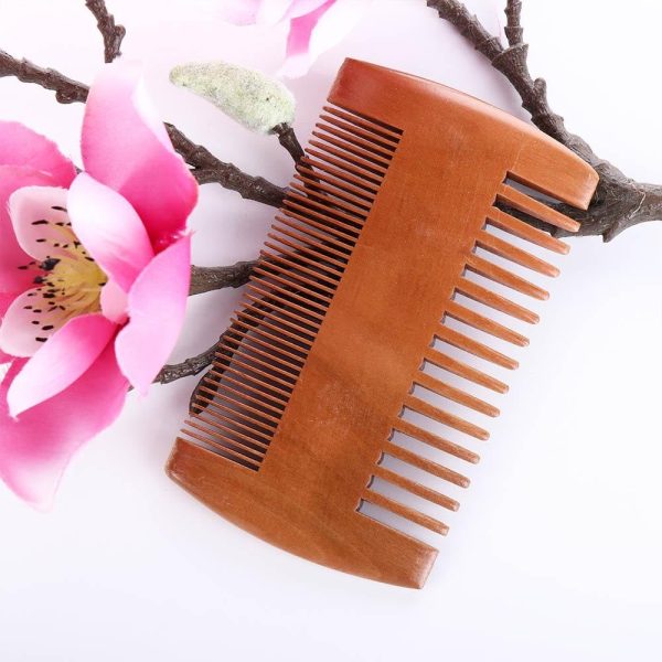 Peekingoose - 4 Pcs Natural Peach Wood Combs, Vintage Double-Sided Comb Classic Style Wooden Wide Tooth and Narrow Tooth Comb for Head Care