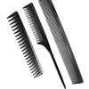 Peekingoose - Professional Teasing Comb, Fine and Wide Tooth Hair Barber Comb, Black Carbon Fiber Cutting / Styling / Hairdressing Comb For All Hair Types