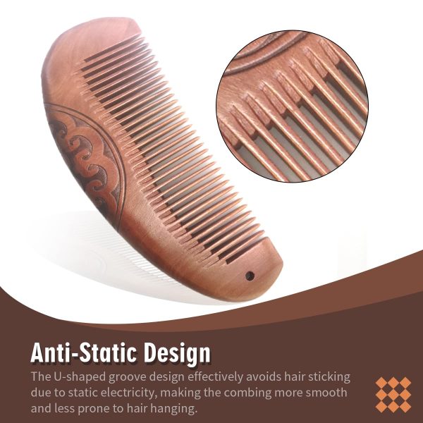 Peekingoose - Thickened Peach Wood Comb, Carved Wooden Comb, Anti-Static Wooden Comb, Wooden Comb for Women, Wooden Hair Comb for All Hair Styles
