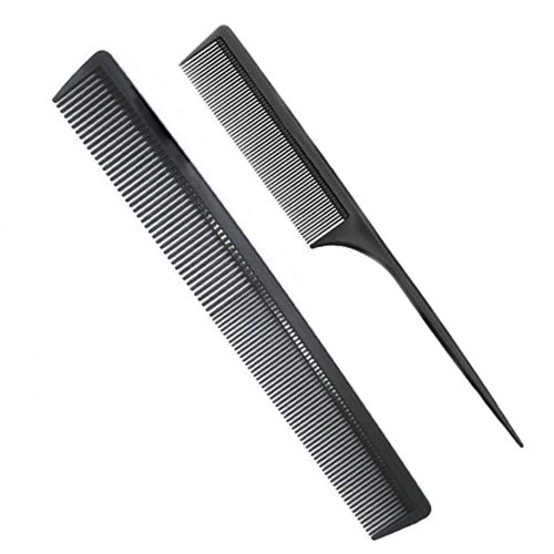 Peekingoose - Professional Teasing Comb, Fine and Wide Tooth Hair Barber Comb, Black Carbon Fiber Cutting / Styling / Hairdressing Comb For All Hair Types