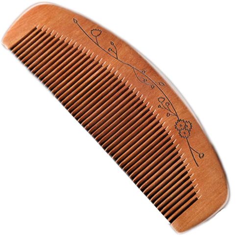 Peekingoose - Pack Peach Comb, Wooden Fine Tooth Comb, Anti-static Hand Carved Pattern Pocket Size Travel Beard Comb, Hair Massage Tool Care Accessories, Suitable for Women, Men, Children