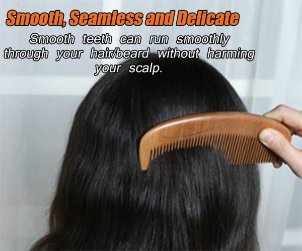 Peekingoose - Pack Peach Comb, Wooden Fine Tooth Comb, Anti-static Hand Carved Pattern Pocket Size Travel Beard Comb, Hair Massage Tool Care Accessories, Suitable for Women, Men, Children