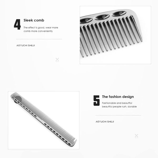 Peekingoose - Aviation Aluminum Metal Cutting Comb Hair Hairdressing Barbers Salon Professional Combs