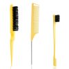 Peekingoose - Slick Back Hair Brush, 3 Pcs Comb Set Edge Brush Bristle Hair Brush Rat Tail Comb, Curly Hair Brush, Styling Tools & Appliances, Hair Styling Tools, Parting Comb,Teasing Comb for Women Baby Pink