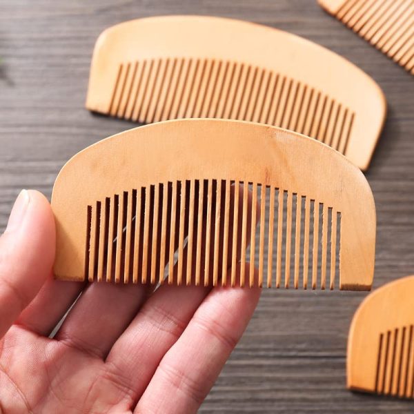 Peekingoose - Peach Wood Wooden Comb Anti-Static Comb Close Tooth Comb 2 PCS