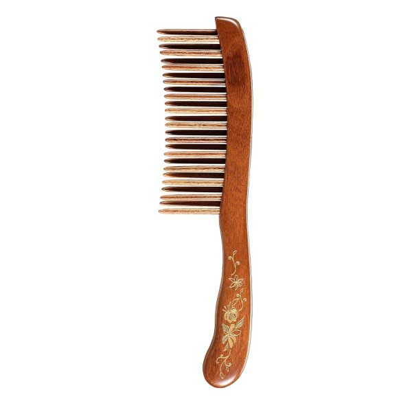Peekingoose - Wooden Hair Comb Wide-tooth Inserted Teeth for Women Curly Hair