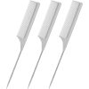 Peekingoose - 3 Packs Rat Tail Comb Steel Pin Rat Tail Carbon Fiber Heat Resistant Teasing Combs with Stainless Steel Pintail (Pink)